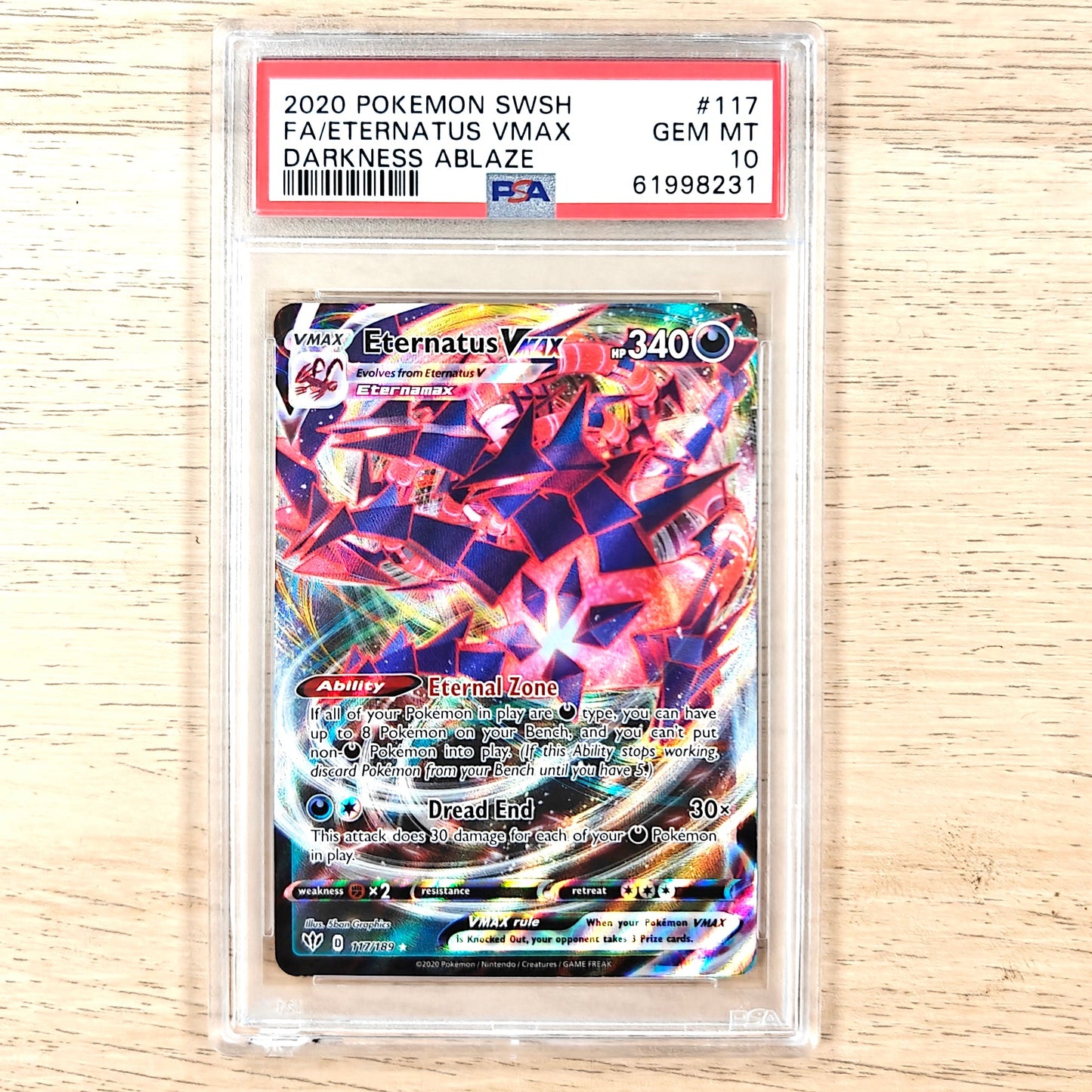 Pokémon TCG Eternatus VMAX Darkness Ablaze 117/189 PSA 10