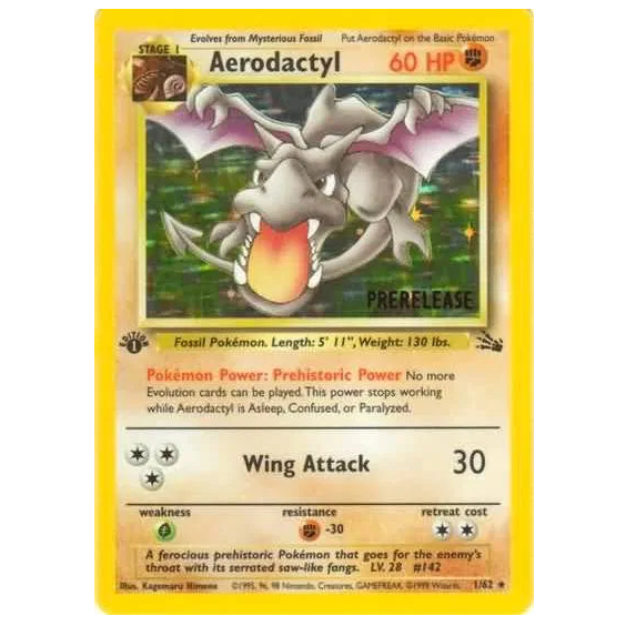 Pokemon TCG Aerodactyl 1st Edition *Pre Release* Fossil 1/62