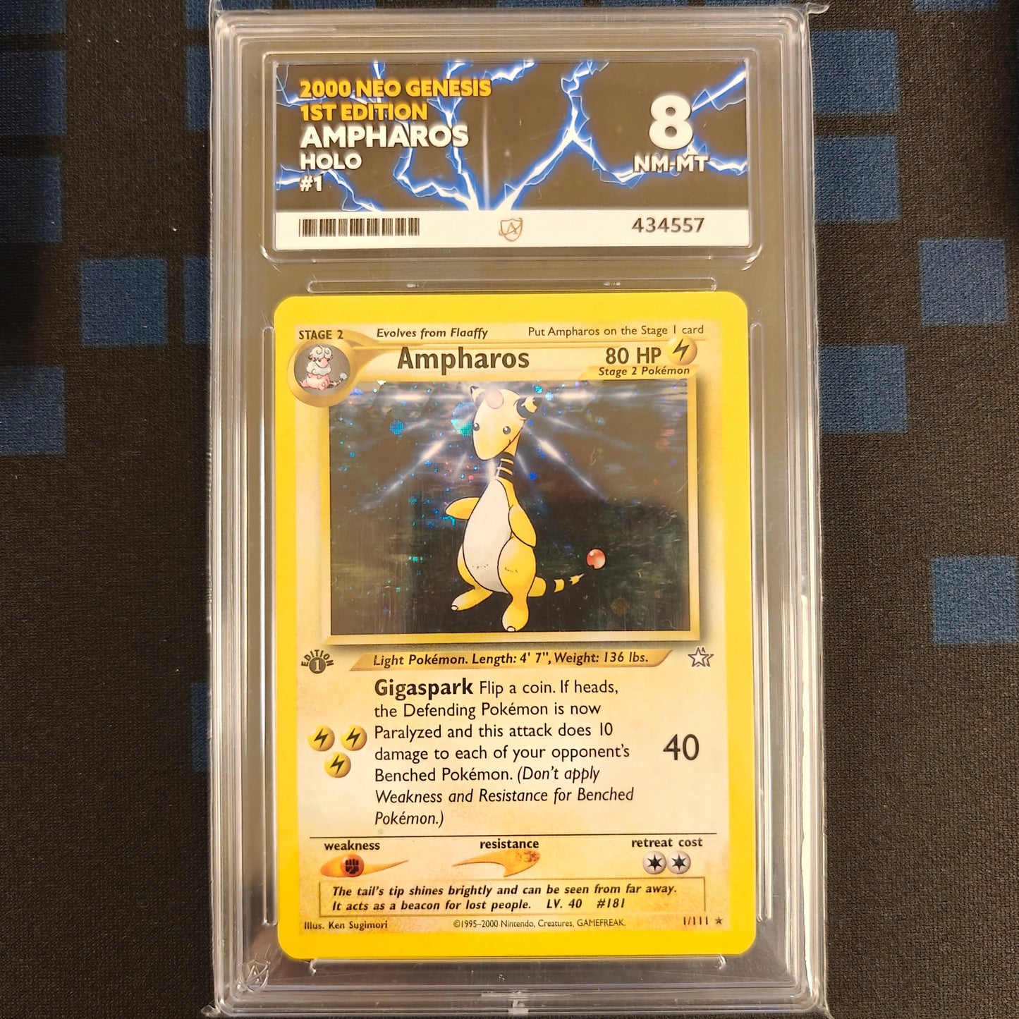 Pokemon TCG Ampharos 1st Edition Neo Genesis 1/111 (Ace 8)