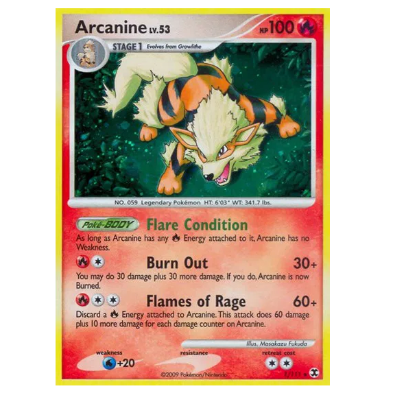 Pokemon TCG Arcanine Lv.53 *Holo* Rising Rivals 1/111