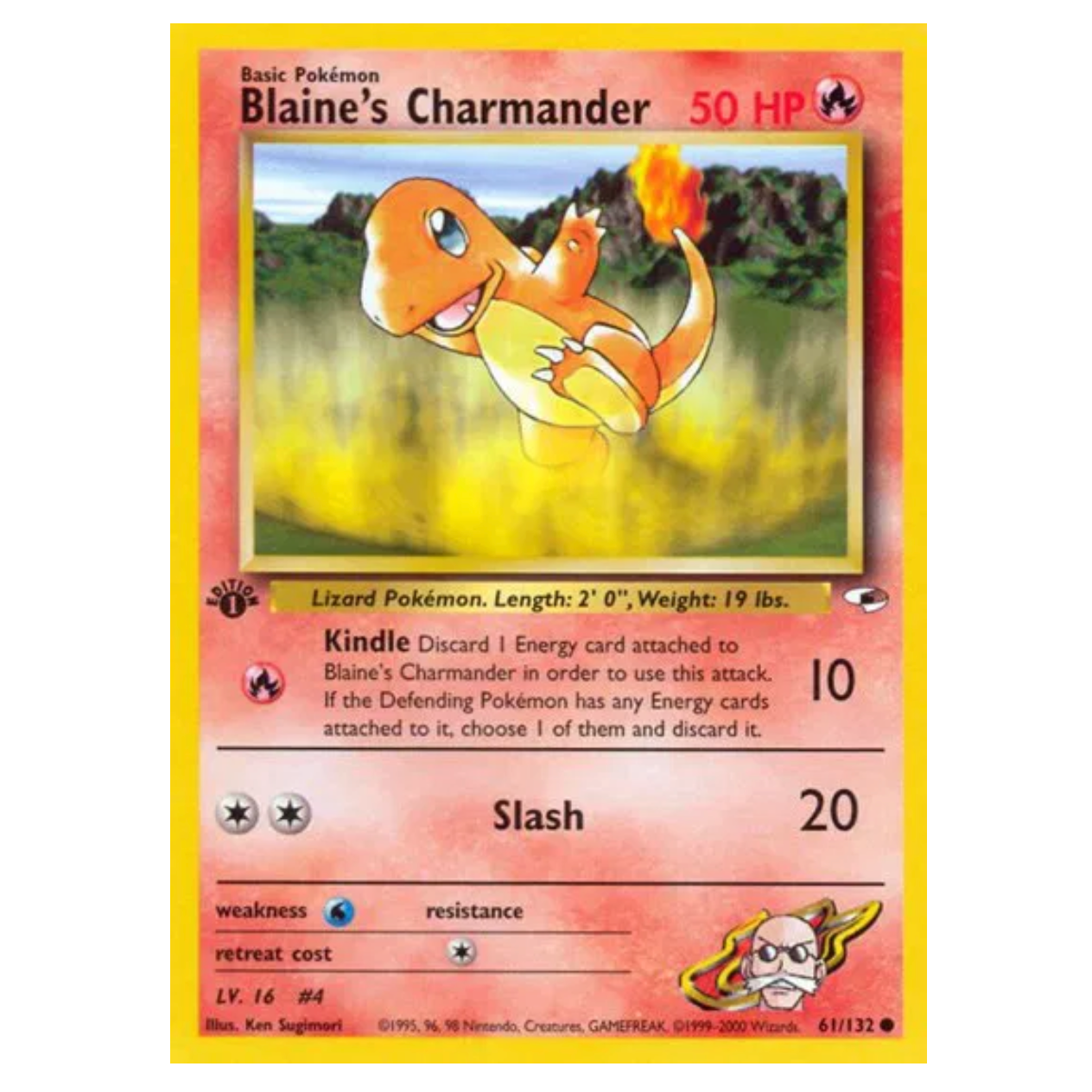 Pokemon TCG Blaine's Charmander 1st Edtion Gym Heroes 61/132