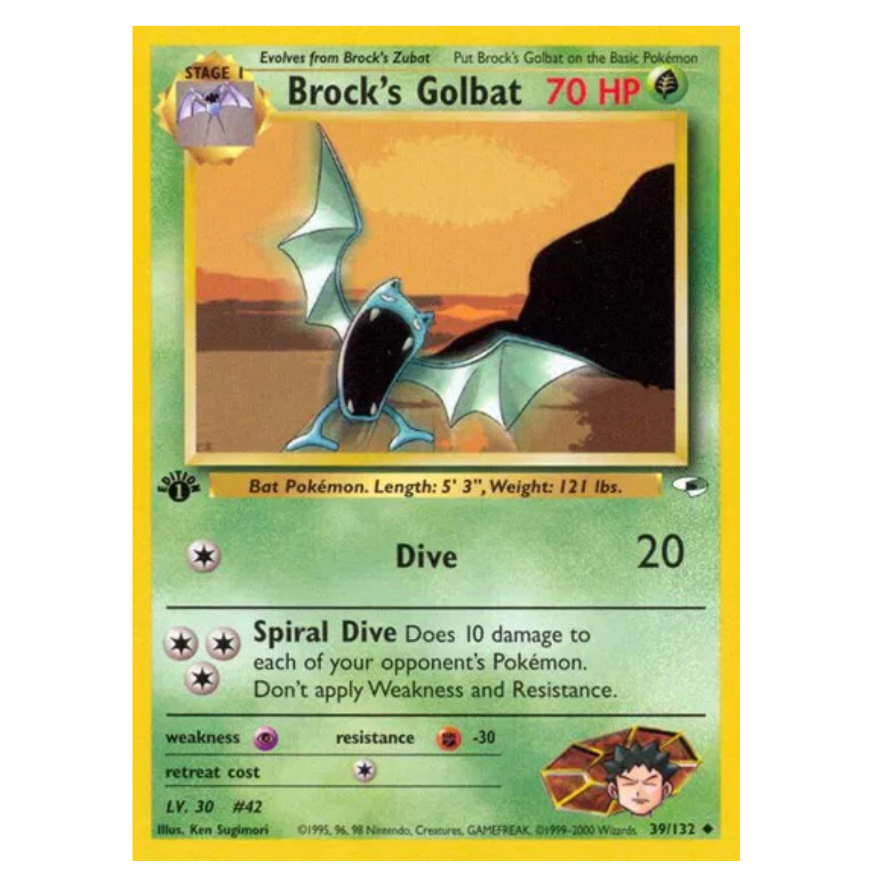 Pokemon TCG Brock's Golbat 1st Edition Gym Heroes 39/132