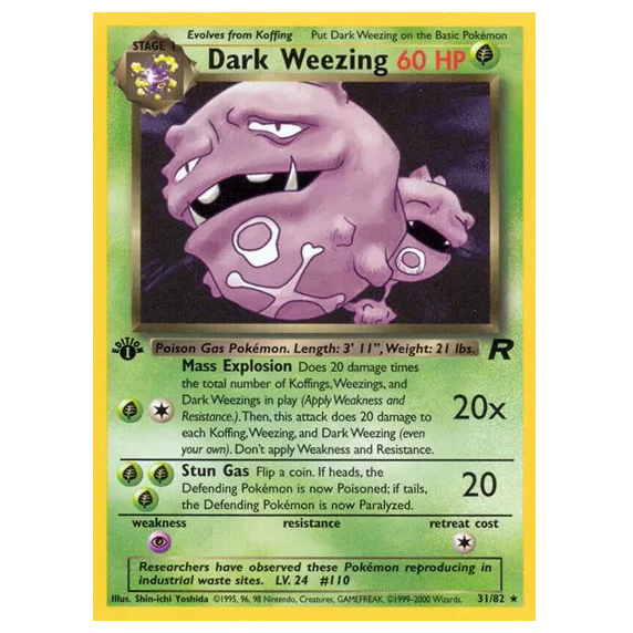Pokemon TCG Dark Weezing 1st Edition Team Rocket 31/82