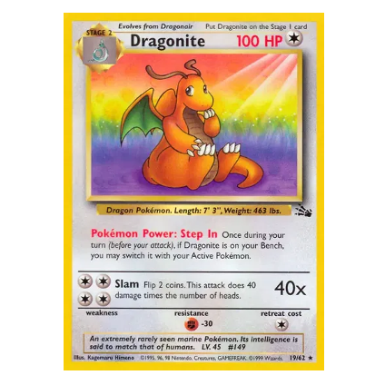 Pokemon TCG Dragonite Fossil 19/62