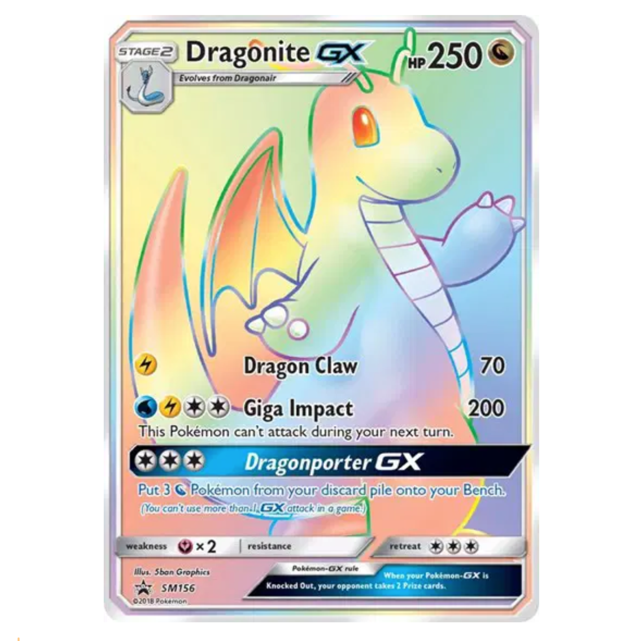 Pokemon TCG Dragonite GX Sun & Moon Promo SM156