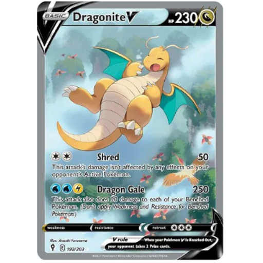 Pokemon TCG Dragonite V Evolving Skies 192/203