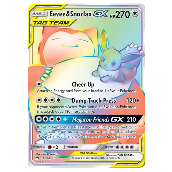 Pokemon TCG Eevee & Snorlax GX Team Up 191/181