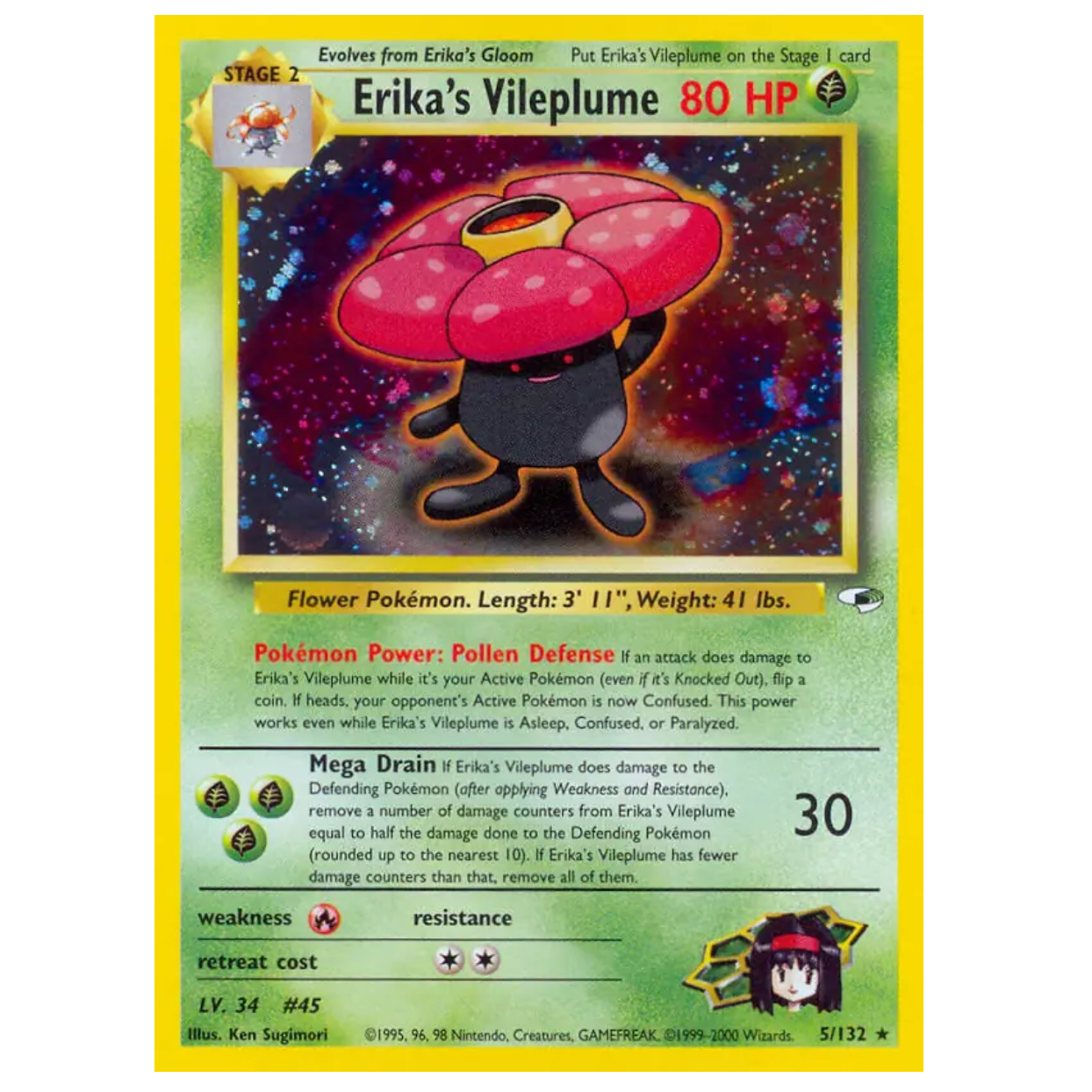 Pokemon TCG Erika's Vileplume Gym Heroes 5/132