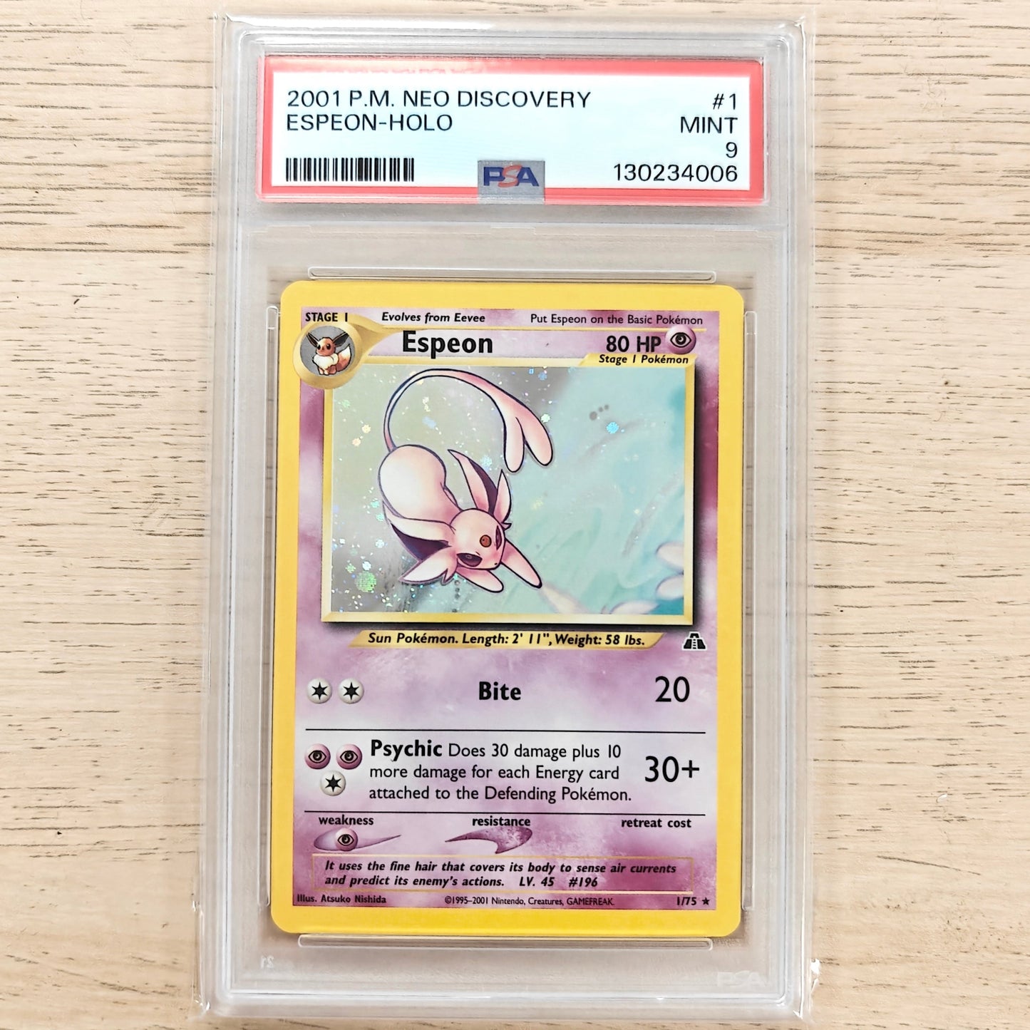 Pokemon TCG Espeon Neo Discovery 1/75 PSA 9