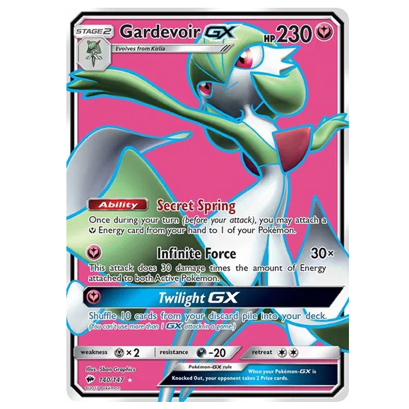 Pokemon TCG Gardevoir GX Burning Shadows 140/147
