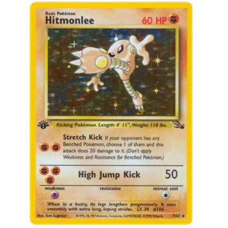 Pokemon TCG Hitmonlee 1st Edition Fossil 7/62