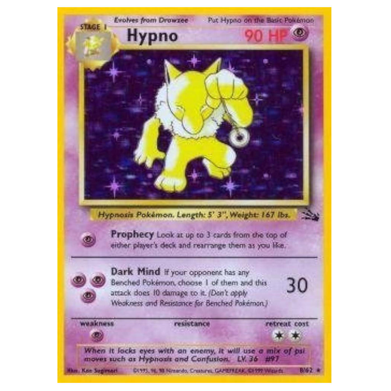 Pokemon TCG Hypno *Holo* Fossil 8/62.