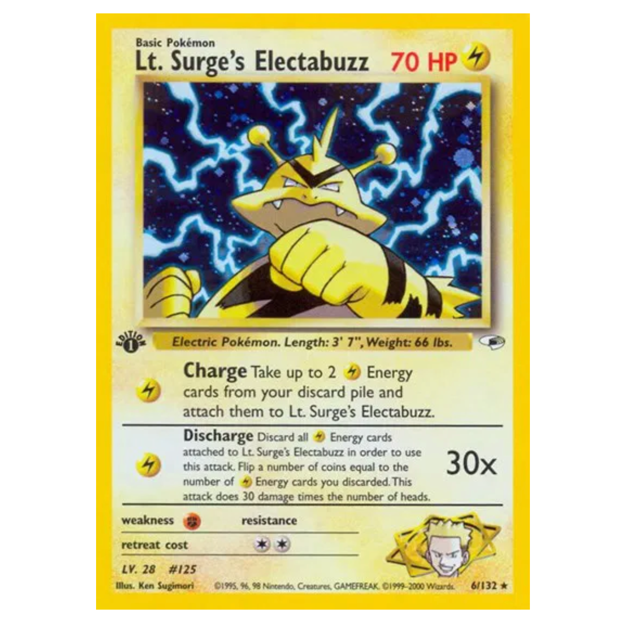 Pokemon TCG Lt. Surges Electabuzz 1st Edition Gym Heroes 6/132