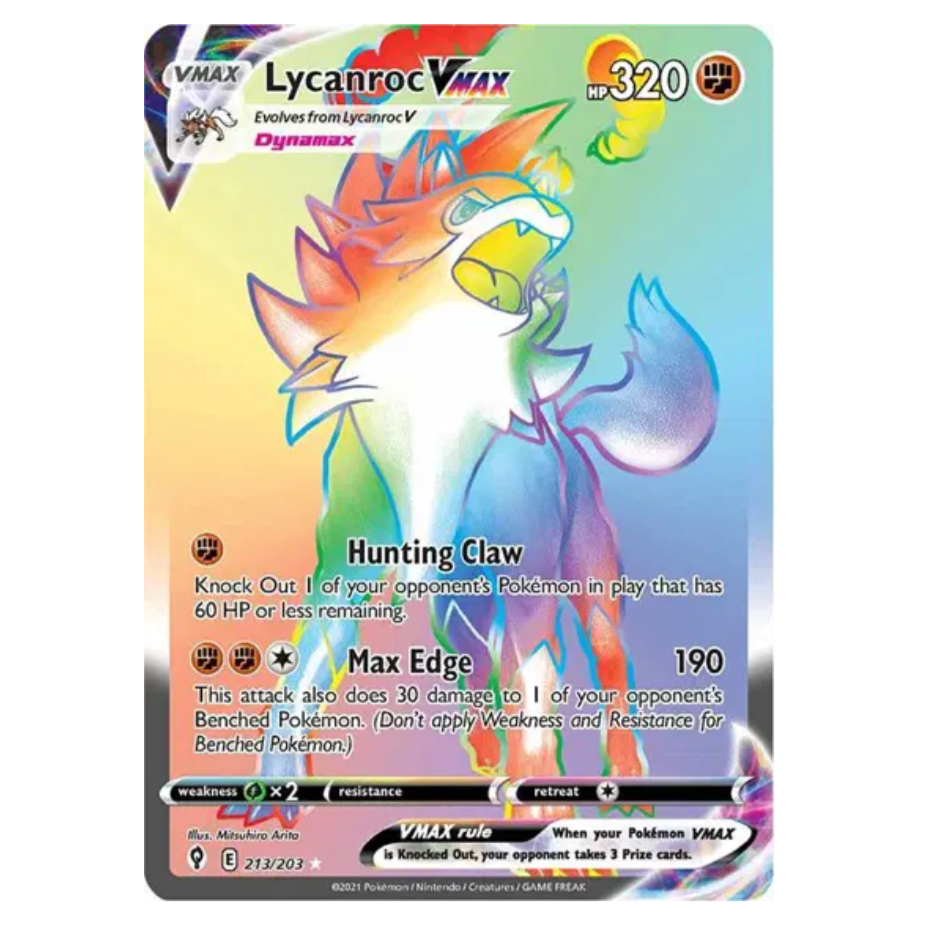 Pokemon TCG Lycanroc VMAX Evolving Skies 213/203
