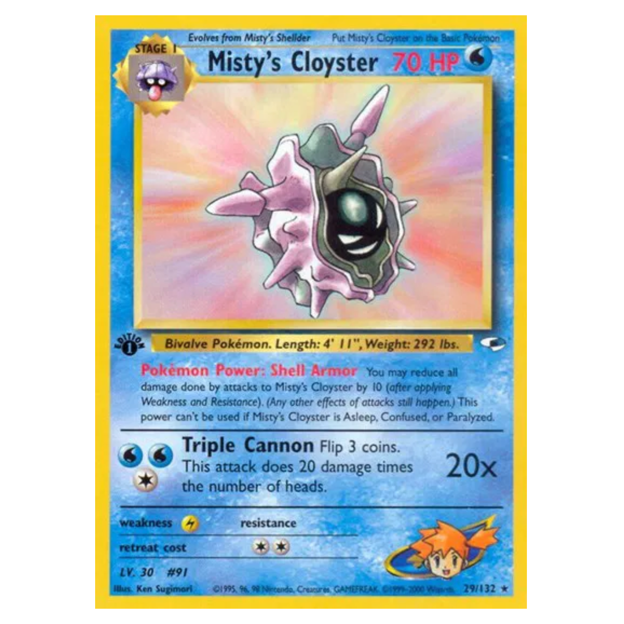 Pokemon TCG Misty's Cloyster 1st Edition Gym Heroes 29/132