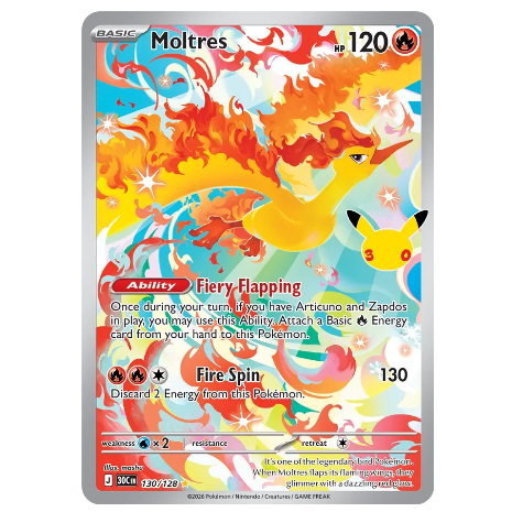 Pokemon TCG Moltres 30th Anniversary 130/128