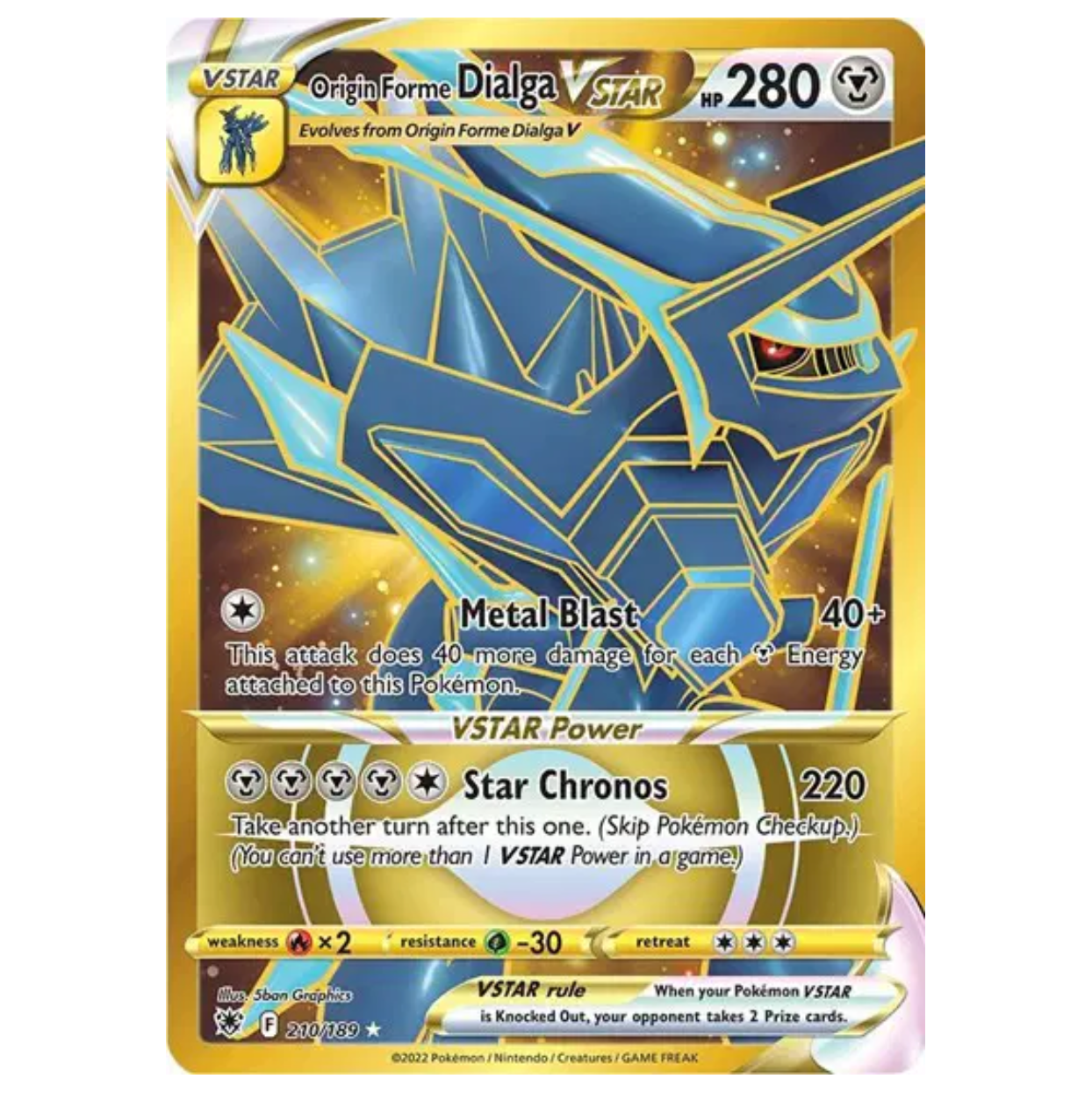 Pokemon TCG Origin Forme Dialga VSTAR Astral Radiance 210/189