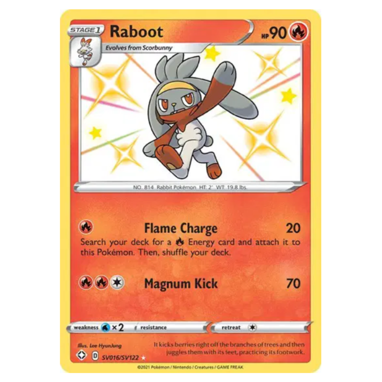 Pokemon TCG Raboot *Baby Shiny* Shining Fates SV016/SV122