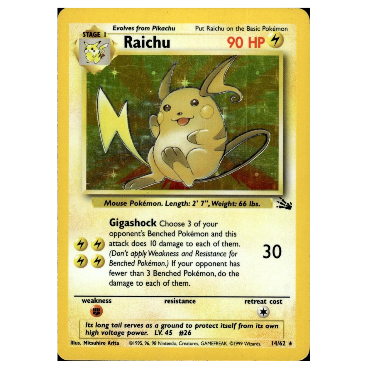 Pokemon TCG Raichu *Holo* Fossil 14/62