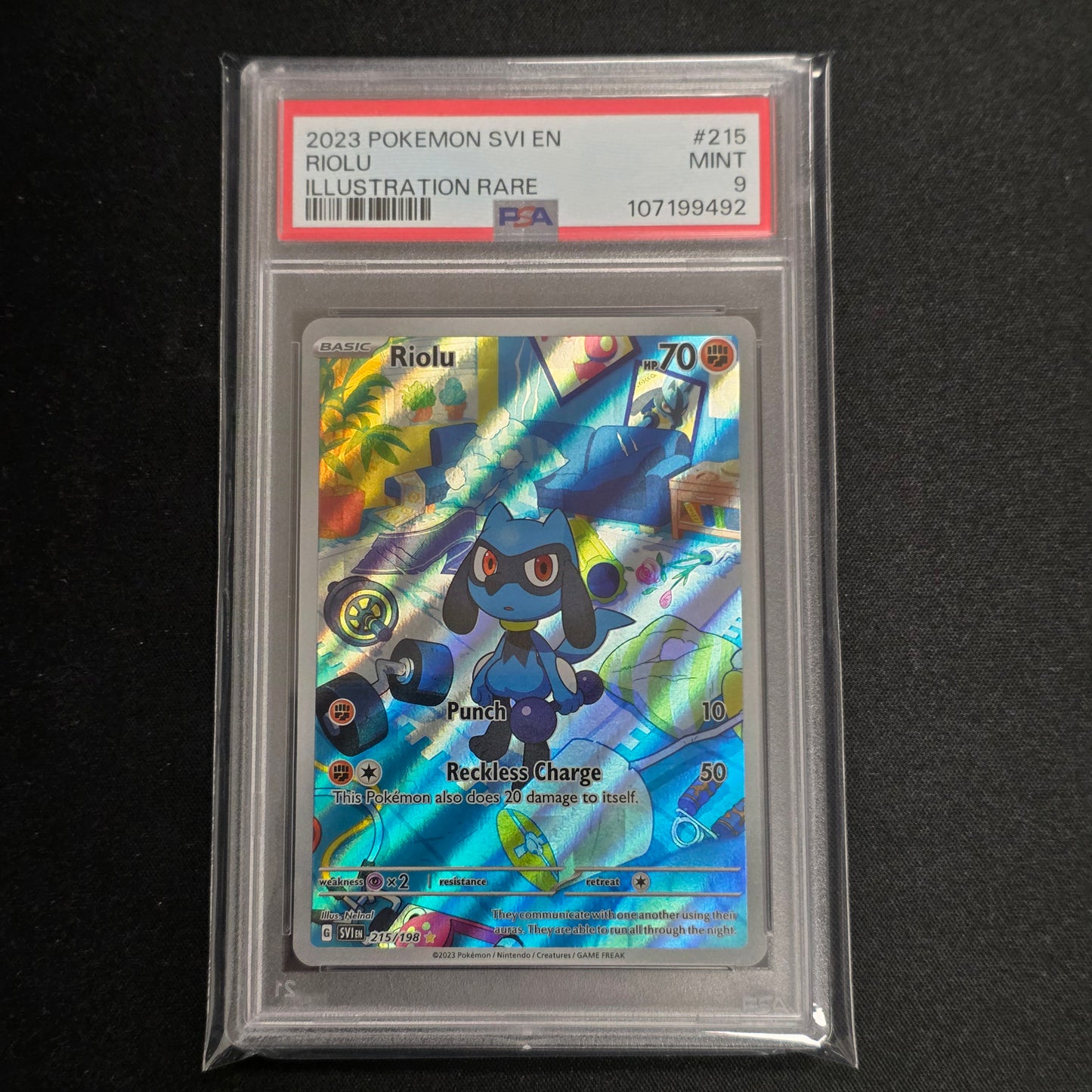 Pokemon TCG Riolu Scarlet & Violet 215/198 (PSA 9)