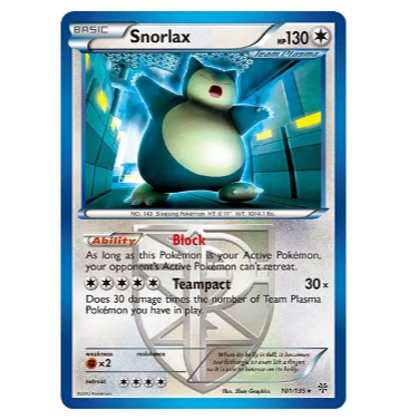 Pokemon TCG Snorlax *Reverse Holo* Plasma Storm 101/135