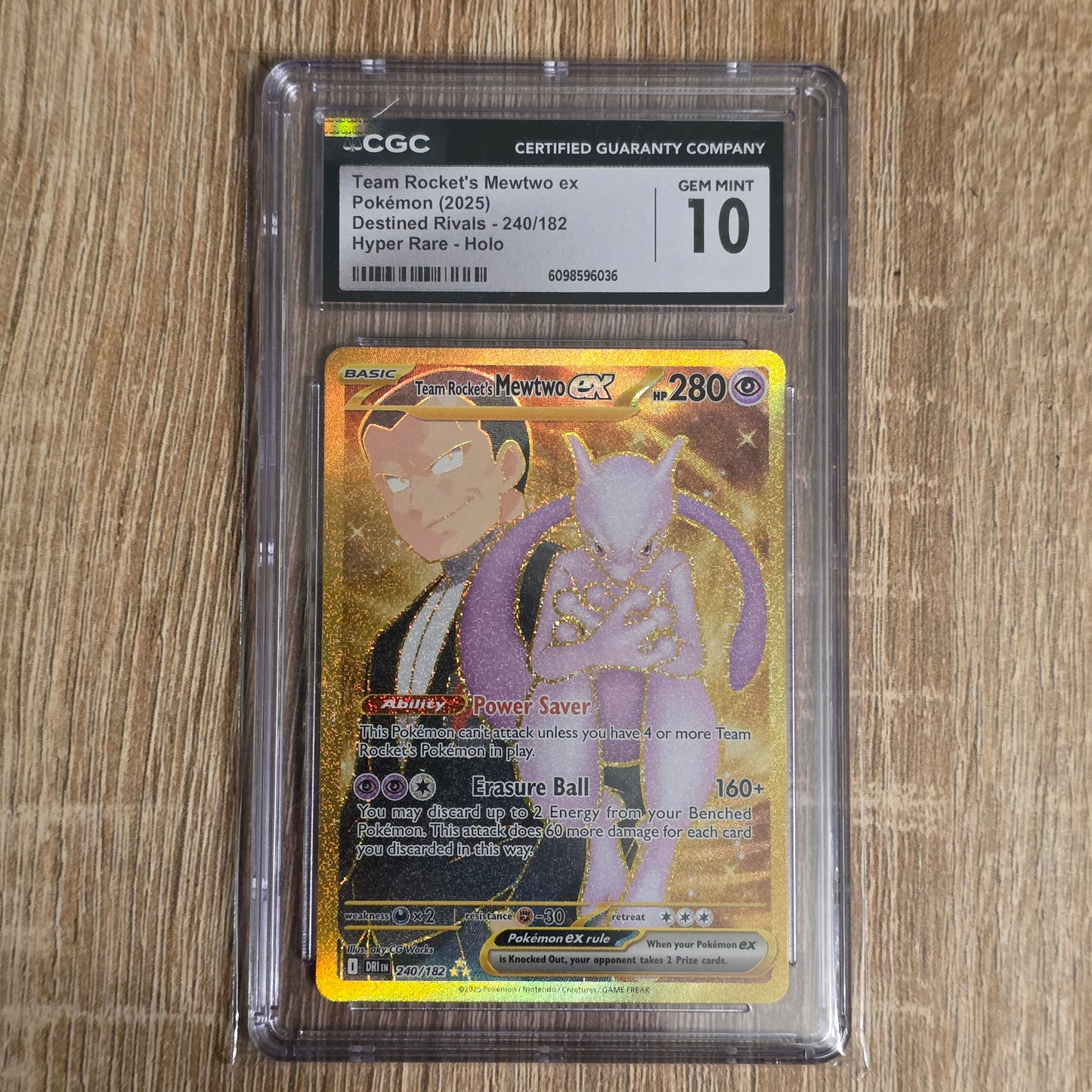Pokemon TCG Team Rocket's Mewtwo ex Destined Rivals 240/182 (CGC 10)