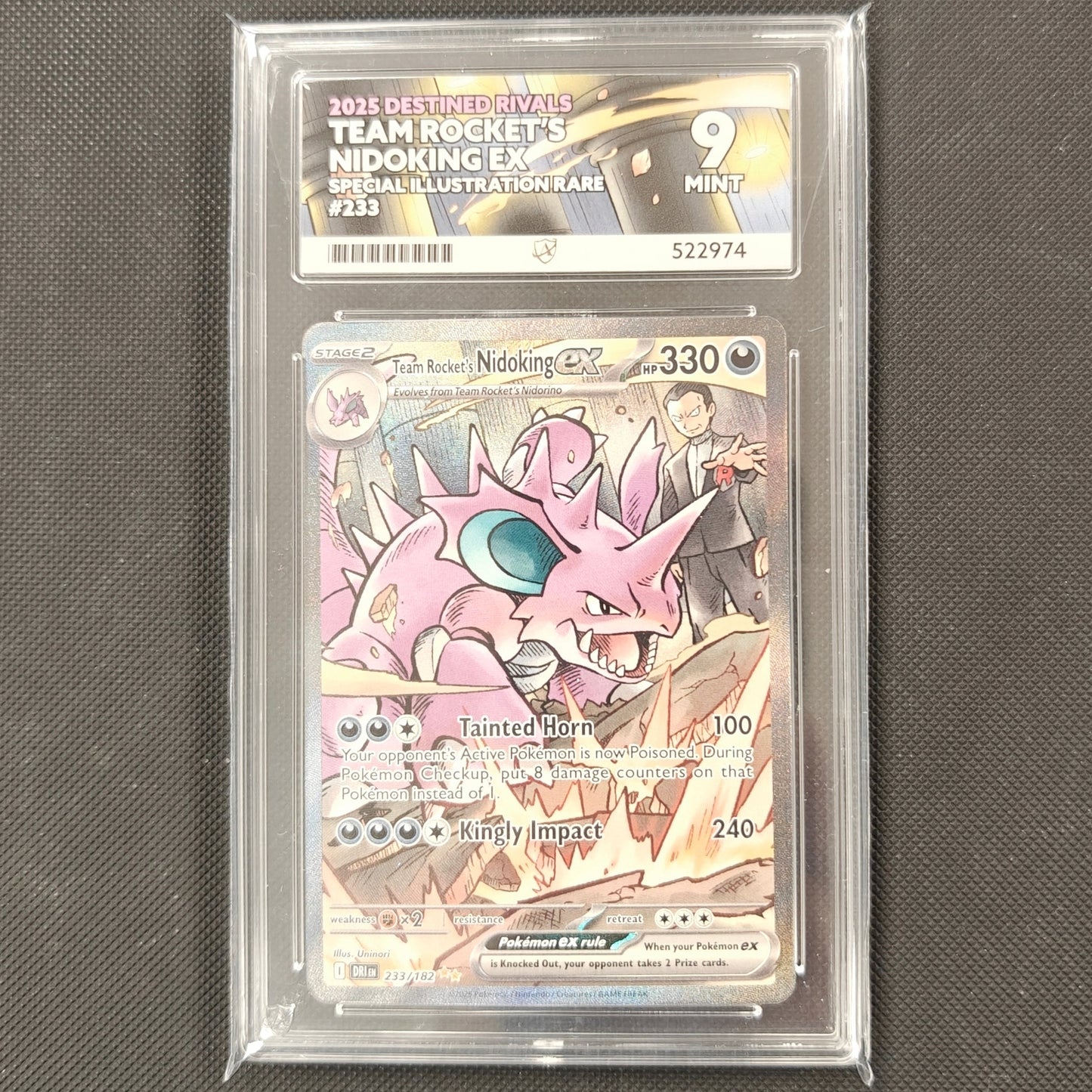 Pokemon TCG Team Rocket's Nidoking ex 233/182 Ace Grading 9