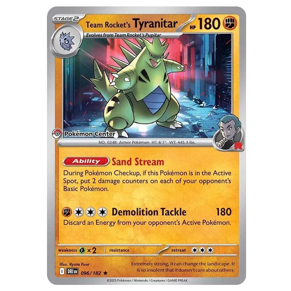 Pokemon TCG Team Rocket's Tyranitar *Pokemon Centre* Promo 096/182 *Sealed*