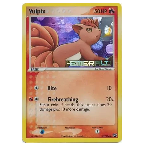 Pokemon TCG Vulpix *Reverse Holo* EX Emerald 72/106