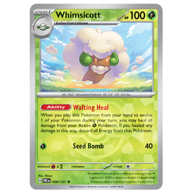 Pokemon TCG Whimsicott *Master Ball* Prismatic Evolution 008/131