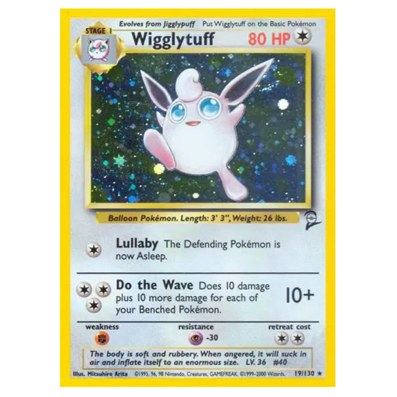 Pokemon TCG Wigglytuff *Holo* Base Set 2 19/130