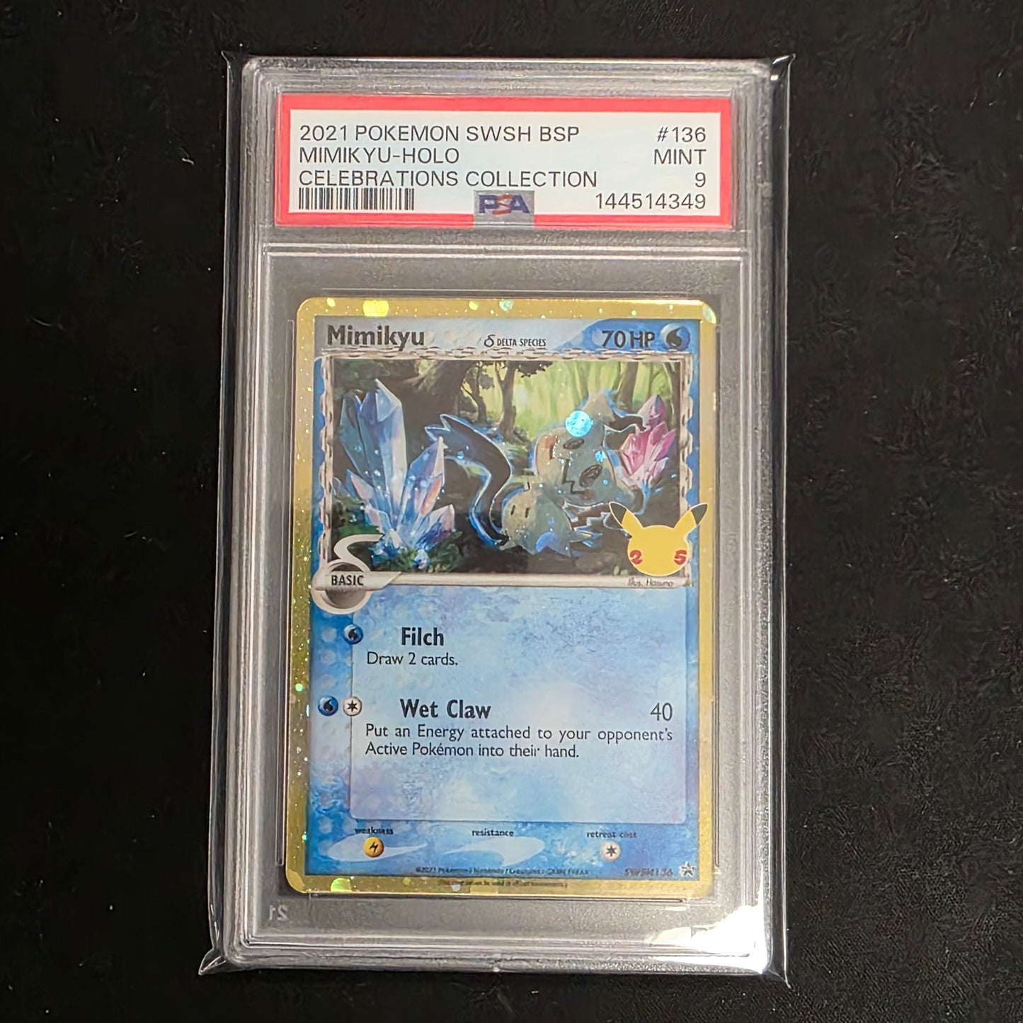 Pokemon TCG Mimikyu Celebrations SWSH136 (PSA 9)