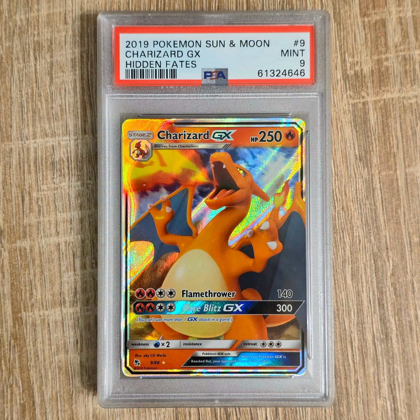 Pokemon TCG Charizard GX Hidden Fates 9/68 (PSA 9)