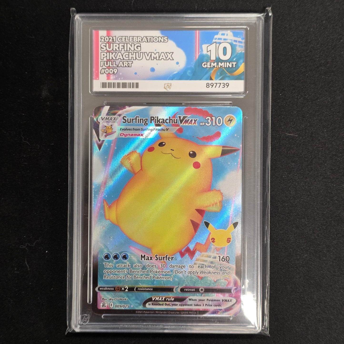 Pokemon TCG Surfing Pikachu VMAX Celebrations 009/025 (Ace 10)