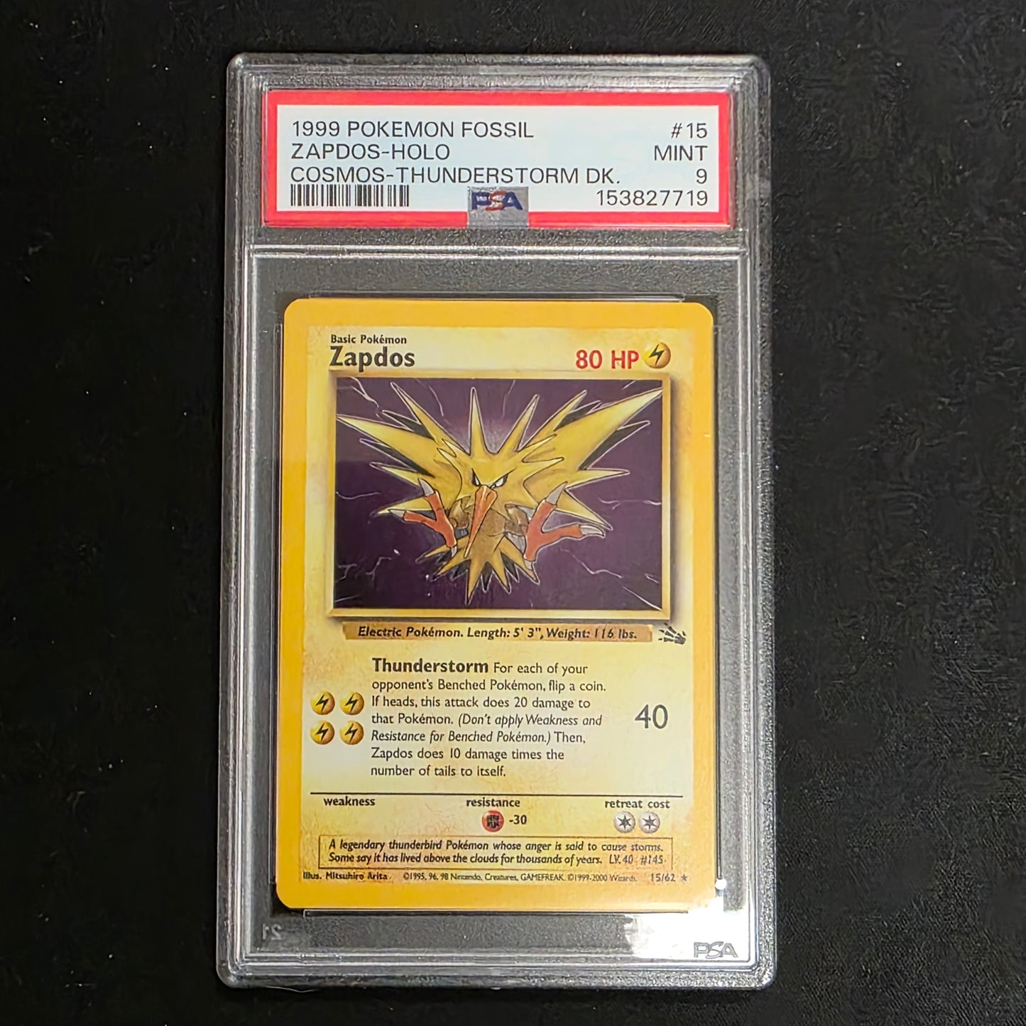 Pokemon TCG Zapdos *Holo* Fossil 15/62 (PSA 9)