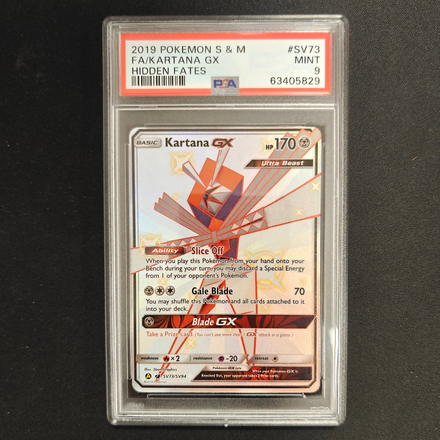 Pokemon TCG Kartana GX Hidden Fates SV73/SV94 (Psa 9)