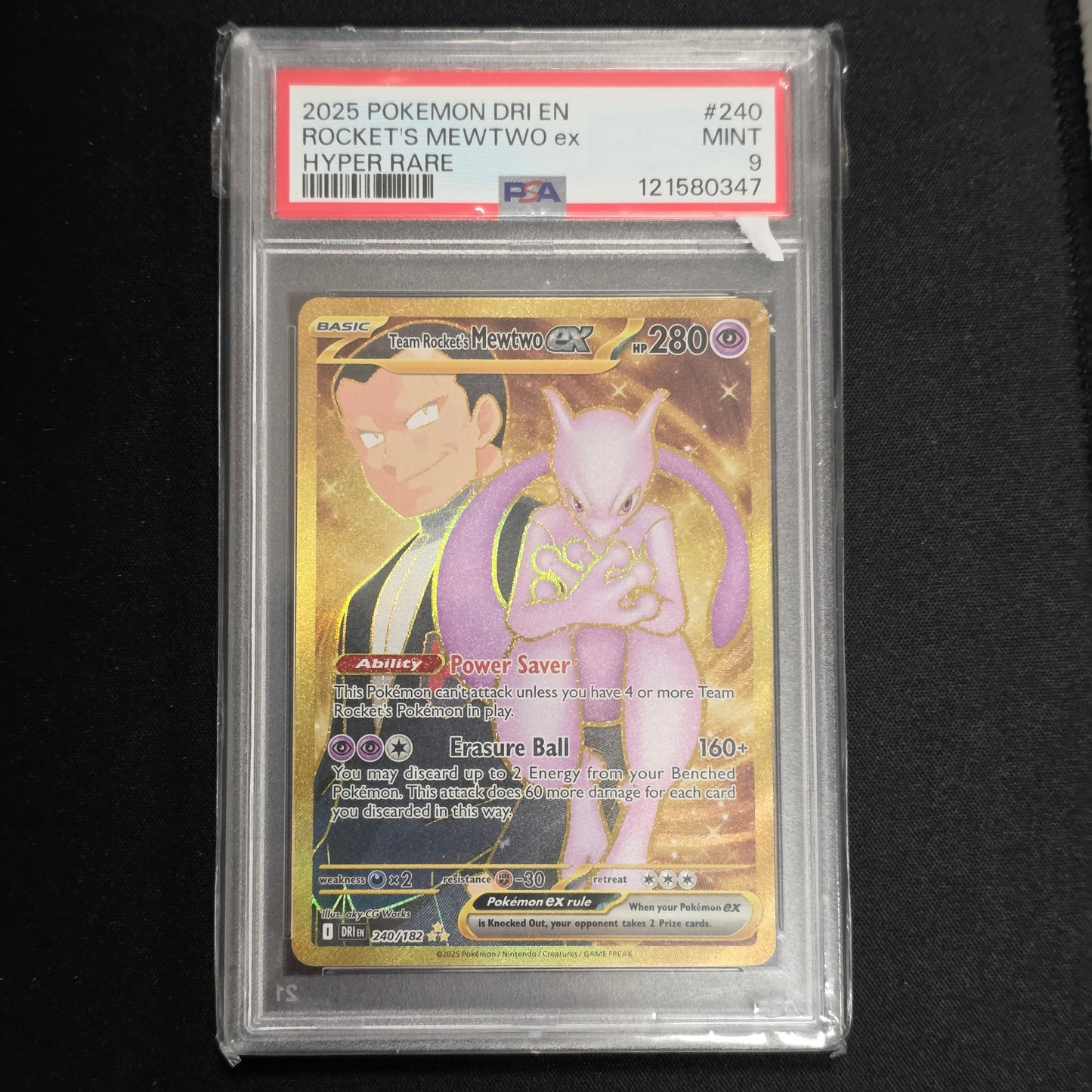 Pokemon TCG Team Rocket's Mewtwo ex Destined Rivals 240/182 (PSA 9)