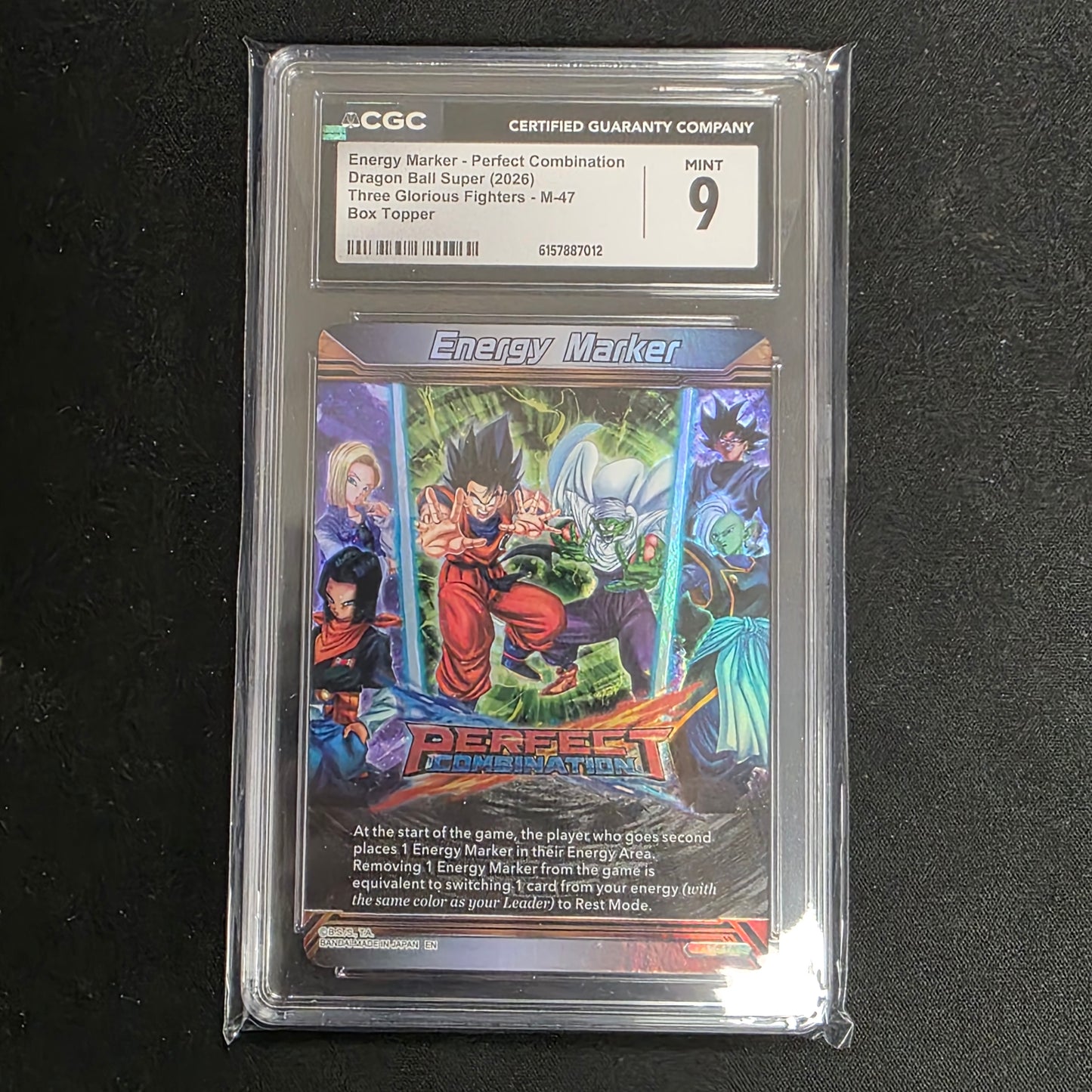 Dragon Ball CG Energy Marker - Perfect Comination Three Glorious Fighters M-47 (CGC 9)