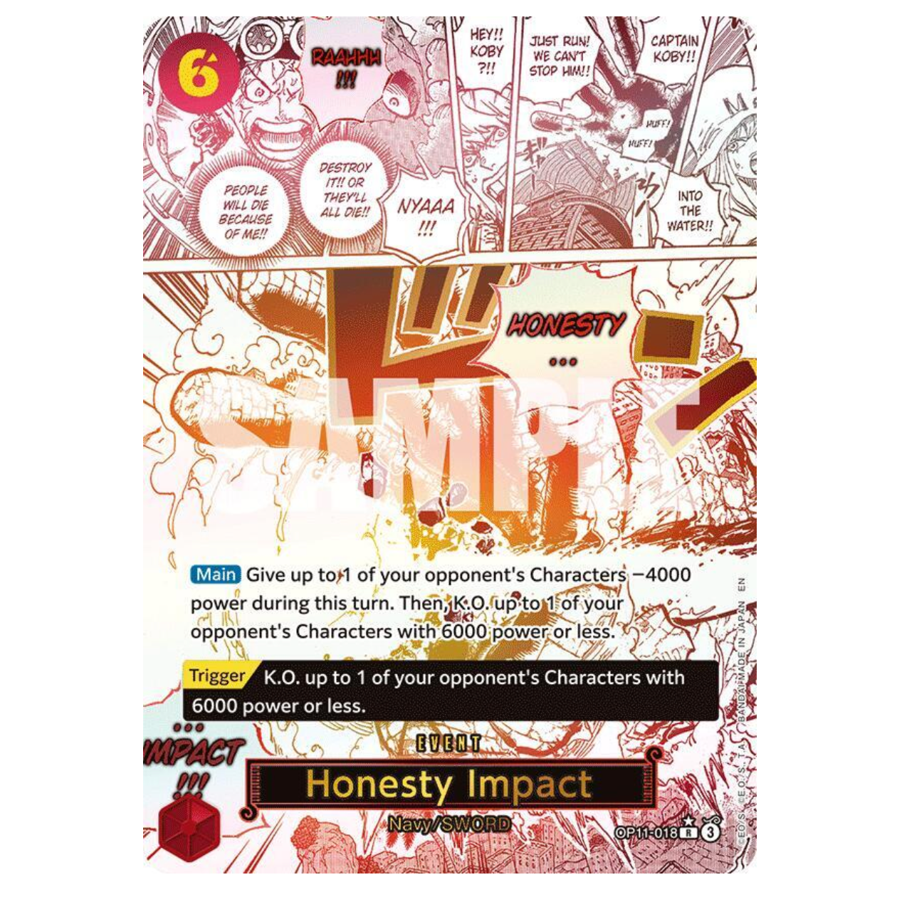 One Piece CG Honesty Impact *Alternate Art* A Fist of Divine Speed OP11-018