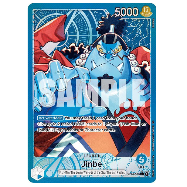 One Piece CG Jinbe *Alternate Art* The Azure Sea's Seven OP14-040