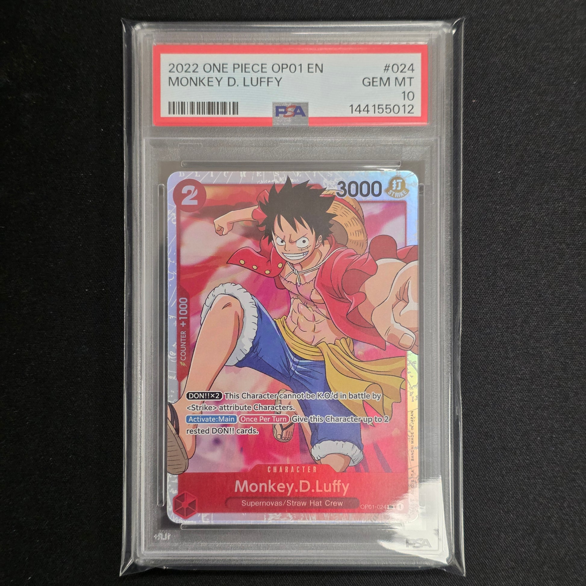 One Piece CG Monkey.D.Luffy Romance Dawn OP01-024 (PSA 10)