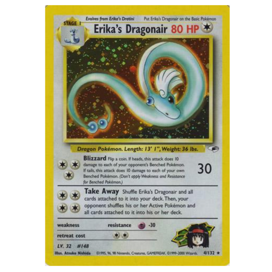 Pokemom TCG Erika's Dragonair *Holo* Gym Heroes 4/132