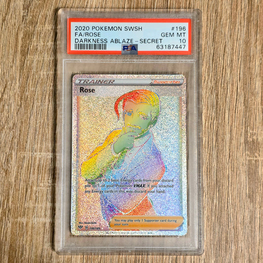 Pokemomn TCG Rose Darkenss Ablaze 196/189 (PSA 10)