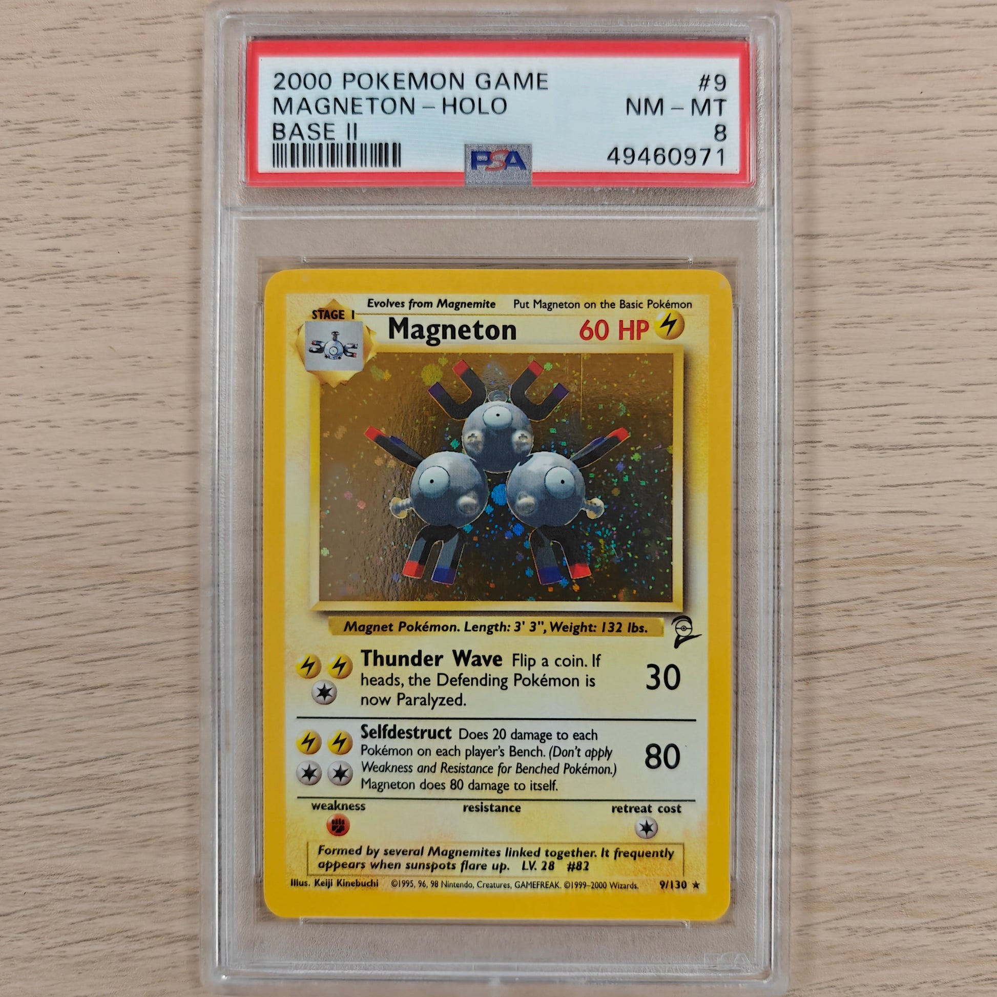Pokemon TCG 2000 Base Set 2 Magneton Holo 9/130 (PSA 8)