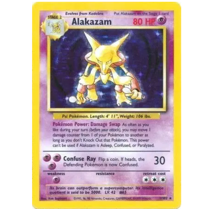 Pokemon TCG Alakazam Base Set 1/130