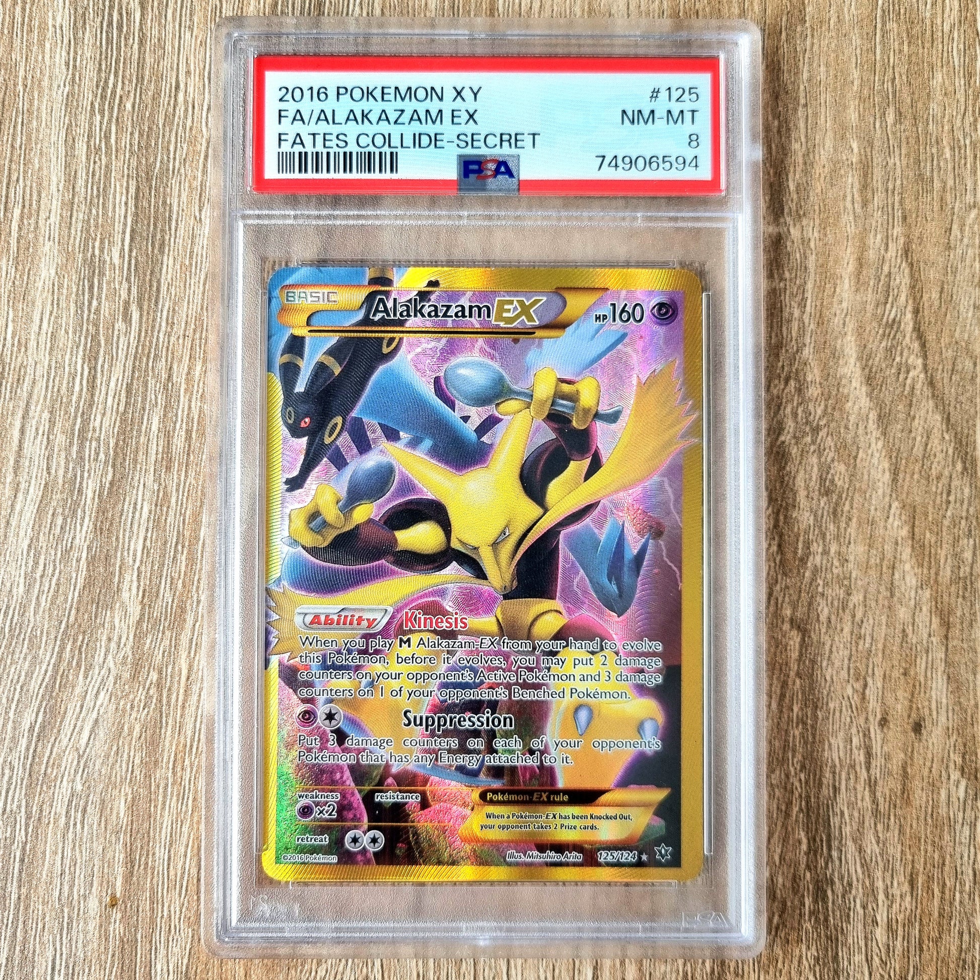 Pokemon TCG Alakazam EX Fates Collide 125/124 (PSA 8)