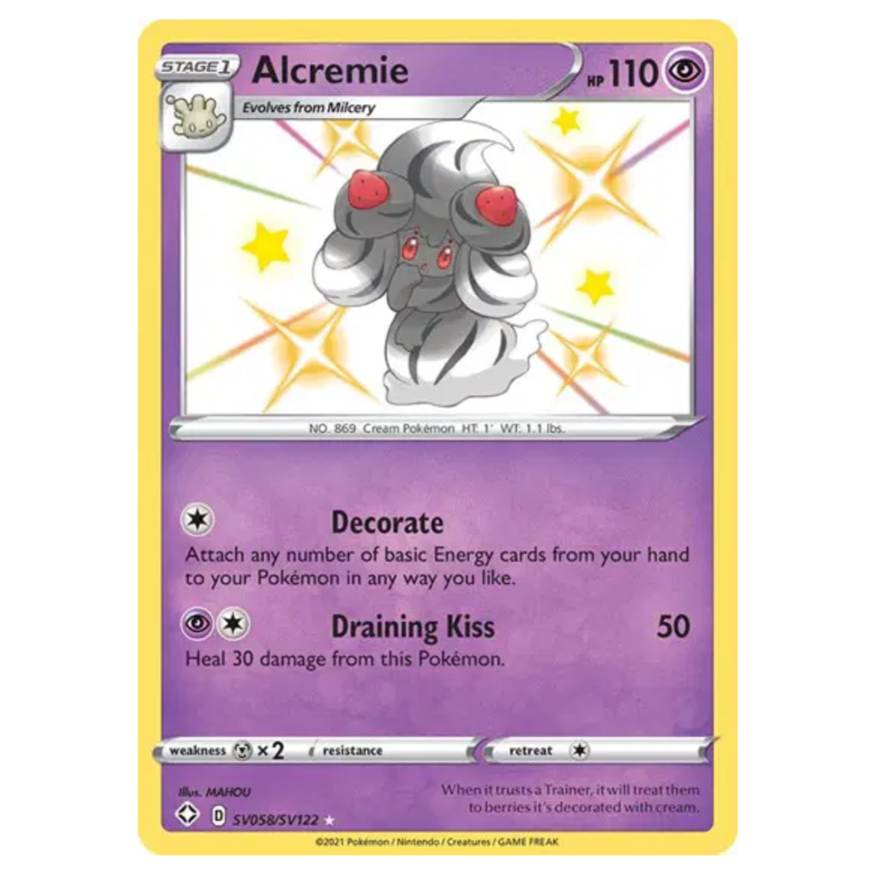 Pokemon TCG Alcremie  *Baby Shiny* Shining Fates SV058/SV122