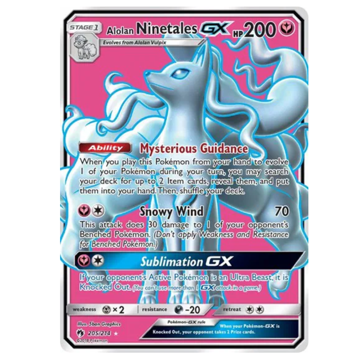 Pokemon TCG Alolan Ninetales GX Lost Thunder 205/214