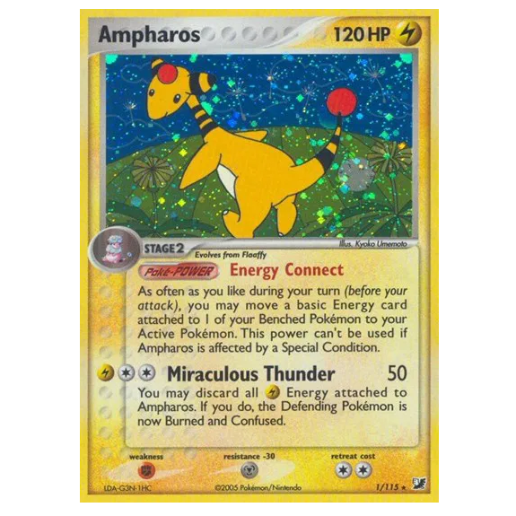 Pokemon TCG Ampharos *Holo* EX Unseen Forces 1/115