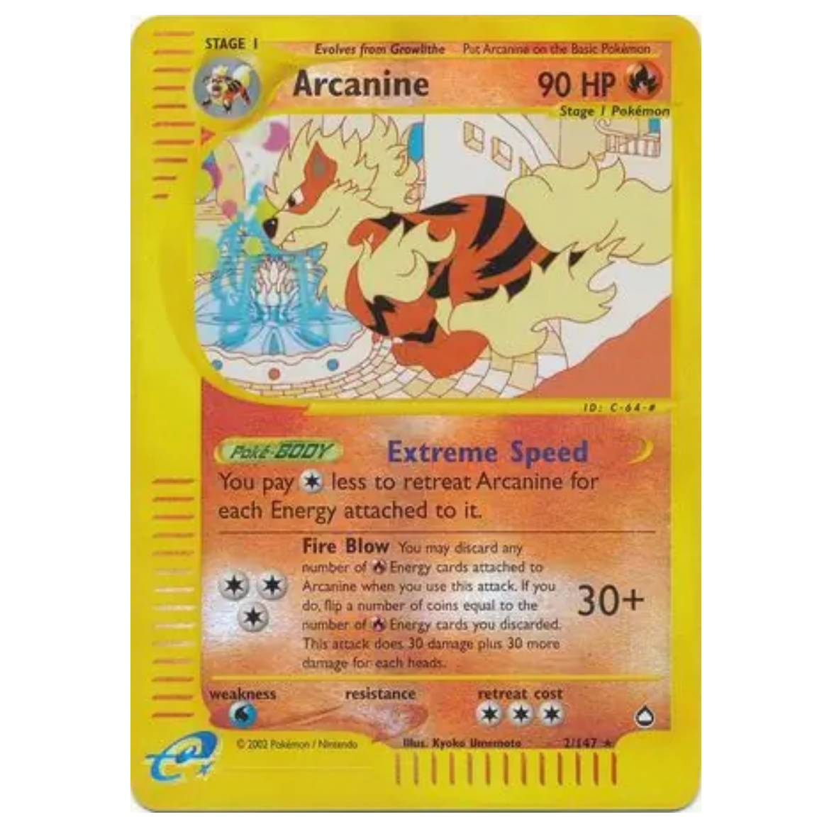 Pokemon TCG Arcanine *Reverse Holo* Aquapolis 2/147